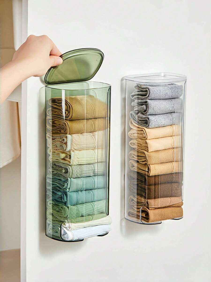 1pc Pull-Out Hanging Sock Storage Box With Lid, Wall-Mounted Storage Box For Garbage Bags, Underwear, Home Use, Suitable For Bathroom, Bedroom, Home, Dorm, Great For Halloween And Christmas Gifts