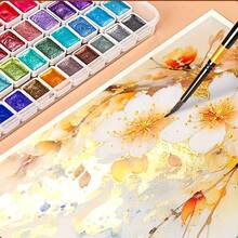 60 Colors Solid Watercolor Paint Set, Shimmery Pearl Hues, Perfect Watercolor Travel Set For Artists, Hobbyists And Painting Enthusiasts - Sets - View 6