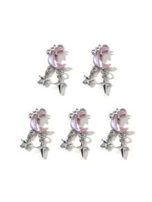 10/20pcs Random Styles Romantic Pink Pendants Collection - Heart, Moon, Bow-Knot, DIY Jewelry Accessories Valentines - Pink - View 17