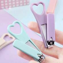 1pc Candy Color Heart Shaped Nail Clipper, Minimalist Solid Color Portable Nail Cutter, Manicure Tool For Women - Multicolor - View 4