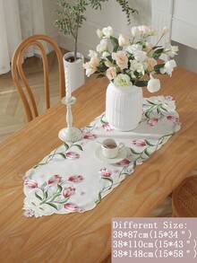 1pc Satin Fabric Exquisite Embroidery Decorative Table Runner For New Year, Kitchen, Dining Table, Home Decor, Mother's Day, Valentine's Day, Family Gathering, Holiday Decoration, Indoor & Outdoor, Party & Wedding Decorations