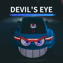 1 set 5V Lumière visage souriant Marque œil du diable Grande XL-12/XL-13/XL-14 Source lumineuse LED préférée Prise USB Prêt à l'emploi Lumière néon brillante, colorée et fraîche 11 modes commutables Dos adhésif Installation non destructive Convient pour la décoration de voiture, les festivals, la décoration de fête