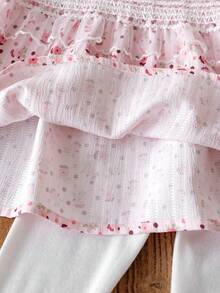 3pcs/Set Baby Girls' Fashionable Princess Dress, Pants And Headband Set, Long Sleeve, Spring/Autumn