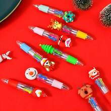 Mini Christmas Themed Ballpoint Pens - Retractable, Silicone Barrel, Ergonomic Grip, Assorted Vibrant Designs, Medium Point For Office & Holiday Gifts