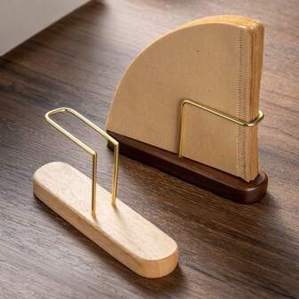 Coffee Filter Paper Holder - Sturdy Wooden Structure, Space-Saving Desktop Organizer, Suitable For Home, Office, Cafe, Kitchen, Camping - Minimalist Style Countertop Decoration, Kitchen Counter Organizer Box, Bohemian Style, Durable Design, Brass Accents, Exclusive For Office Staff, Freestanding Storage Rack.