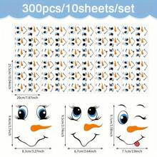 300pcs Snowman Face Sticker Set - Reusable PVC Decals For Fridge, Party Favors & Home Decor | Assorted Colors, Perfect For Winter, New Year
