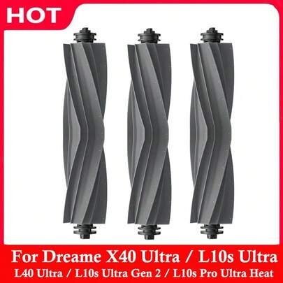 Main Brush Compatible With DreameX40 Ultra / L10s Ultra / L40 Ultra / L10s Ultra Gen 2 / L10s Pro Ultra Heat / D10 Plus Gen 2 Robot Vacuum Cleaner, Rubber Brush Replacement Parts