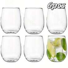 1/6 件水晶玻璃杯，红酒杯，香槟杯，威士忌杯，冰饮杯，冰茶杯，适用于鸡尾酒、香槟、果汁、牛奶、苏打水，非常适合家庭、酒吧、派对、夏季、礼物