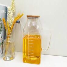 Square Glass Oil Bottle, Large Capacity Soy Sauce, Vinegar Kitchen Seasoning Bottle With Lid, Leak-Proof Sealed Oil Dispenser [25.36Oz/33.81Oz] - 無色 - 查看 11