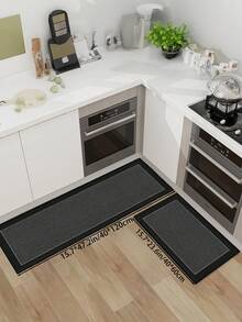 1pc Black Kitchen Mat With Black Trim, Non-Slip & Stain Resistant, Suitable For Room Decor, Living Room, Bathroom, Bedroom Rug, Doormat, Area Rug And Outdoor Rug, Made Of Polyester Fiber, Easy To Clean And Machine Washable, Suitable For All Seasons And Holidays - Black - View 6