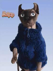 Multi-Color Autumn/Winter Cat & Dog Warm Zip-Up Jacket, Fashionable , Suitable For Devonshire Rex & Sphynx, Machine Washable