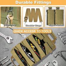 Roll Bag, Roll Bag Bag Portable Foldable Rollup With Rollable Carrying Toolbag, Dad Khaki - 卡其色 - 查看 5
