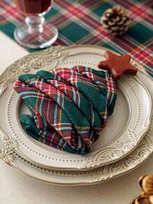 2/6/12pcs Christmas Plaid Cloth Napkins, Reusable And Washable For Holiday Party, Banquet, Restaurant, Kitchen & Dining Table Decor - Multicolor - View 5