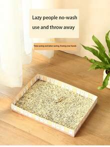 1 件一次性可折叠半开放式猫砂盆，方便猫咪在户外、车内使用，便携式和一次性设计，适合懒散的宠物主人，防漏猫砂盆，适合带宠物旅行