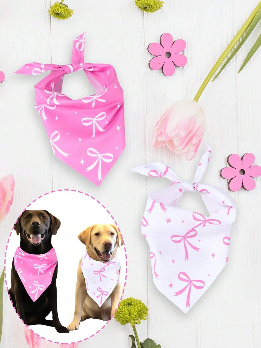 ﻿2Pcs Bow Saliva Towel,Adjustable Pet Drool Towel,Pet Scarf,Dog Bandana,Pink Birthday Decorations,Bow Birthday Decorations,Pink Bow Birthday Decorations,Pink Bow Decor,Bow Party Decorations,Dog Supplies,Pet Supplies,Cat Accessories,Dog Stuff