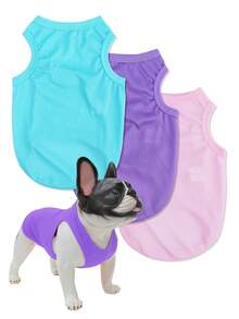 LUCKIE LABO 3入組/套滌綸素色防跳蚤減少隔熱透氣背心適用於貓和小狗,室內和戶外使用 - 彩色 - 查看 14