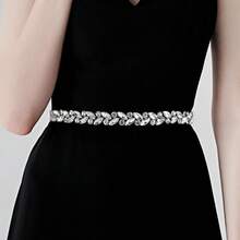1pc Rhinestone Luxurious Wedding Dress Sash, Handmade Ladies Fashion Waist Belt Valentine's Day Accessories