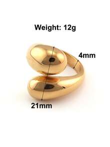 1 件 18K 镀金不锈钢光滑水滴蛇形戒指，适合女士派对和日常佩戴，经典欧美串珠设计风格，大方个性的简约金饰，结婚手指饰品，女孩、女士、母亲、亲戚、朋友，美丽的婚礼、生日、母亲节、女友情人节礼物 - 金色 - 查看 2