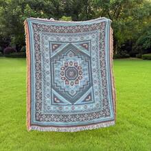 Outdoor Blanket With Classic Geometric Bohemian Jacquard Pattern - Picnic Blanket, Camping Blanket, Sofa Blanket, Nap Blanket, Air Conditioning Blanket, Wall Hanging Blanket, Thick & Soft, Fade-Resistant, Pilling-Resistant, Suitable For Home Decor And Outdoor Use
