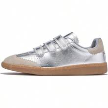 Sneakers For Women Lightweight Tennis Shoes Fashion Vegan Leather Hook & Loop Sneakers Non-Slip Walking ShoesChristmas - 銀色 - 查看 2