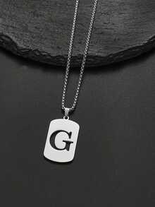 1pc Titanium Steel Letter Pendant Necklace, Minimalist Versatile 26 English Alphabet Small Design Necklace, Accessory, Gift For Christmas, New Year, Valentine's Day - Multicolor - View 34