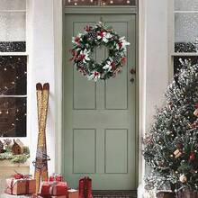 Christmas Decorations -14inch/12Inch/8inch Artificial Christmas Wreath For Front Door Xmas Wreath With Pine Needles Pine Cones Berry Bow Christmas Hanging Decors For Christmas Decor, Home Window Decor ,Wall Decor,Home Decor,(All Products Are Handmade And May Have Minor Imperfections)