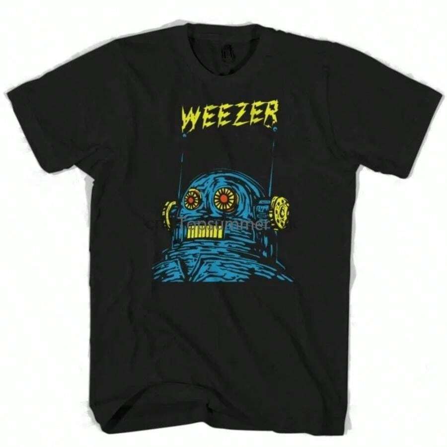 Weezer Blue Album Man Woman T-Shirt Heavyweight T Shirts For Men Plus Size Graphic Tees - Black - View 1