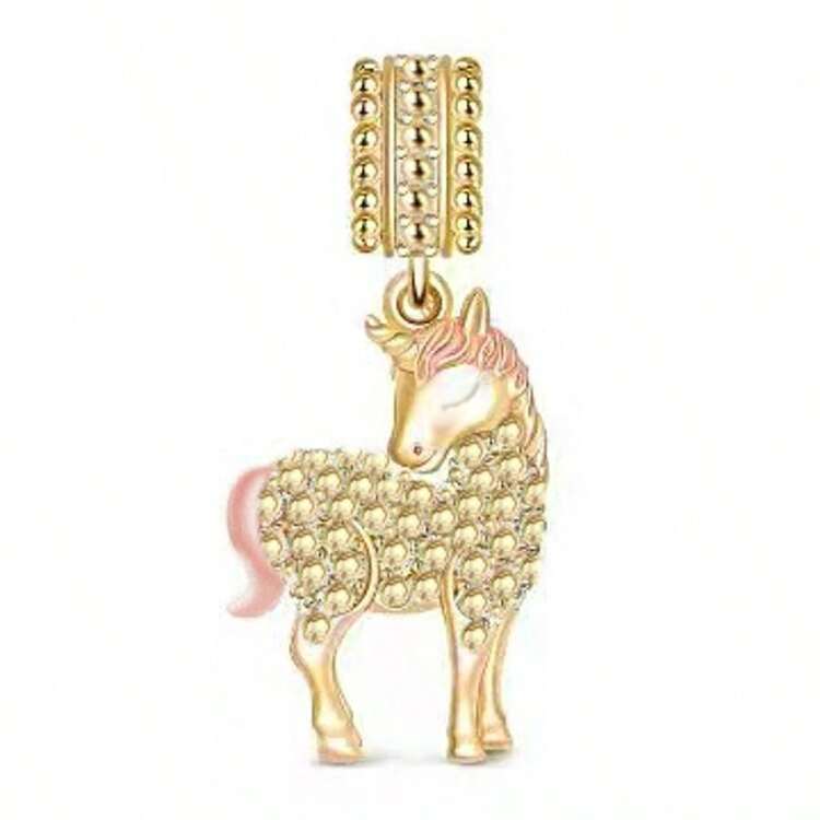 1 Pc Golden Series Heart-Shaped Rose With Bowknot Camera Cake Hot Air Balloon Unicorn Leopard Turtle Elephant Christmas Garland Set With Cactus Pendant. Suitable For Making DIY Jewelry Such As Necklaces, Bracelets And Beads. Unique Design For Homemade Jewelry. Women's Jewelry Accessories. - Gold - View 4