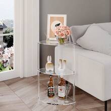 1 件亚克力透明三角形落地角架，2-4 层现代家居落地角桌，适用于客厅、卧室、浴室