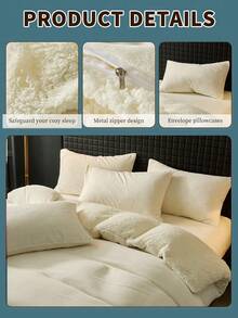 3 PiecesDuvet Cover Set, Solid Color Bedding Set, Cozy Room Decor, Soft And Warm, Skin-Friendly And Comfortable, Easy To Care For, Suitable For Guest Room And Bedroom In Autumn/Winter, Includes 1 Duvet Cover And 2 Pillowcases, Home Textile - Beige - View 6