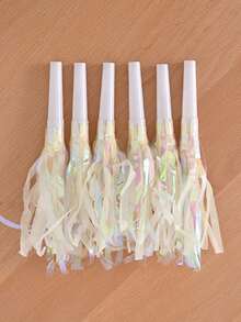 6 件套生日派对吹龙配流苏哨子、生日派对喇叭、全息流苏派对发声器 - 多色哨子，适合生日和活动庆祝活动，塑料彩虹发声器适用，派对装饰的最佳选择 - 粉色 - 查看 14