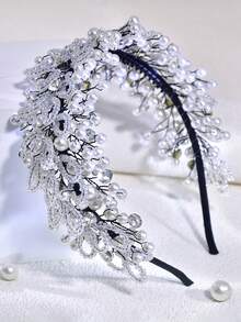 1pc Crystal Headbands, Fashionable Bridal Pearl Hairbands, Beaded And Hand Woven Rhinestone Decorations. Very Suitable For Women's Hair Accessories For Weddings, Holidays, Parties,And Christmas - A - View 8