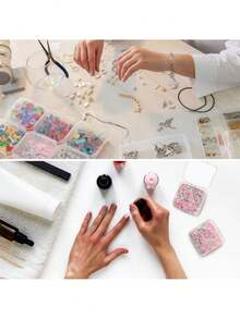 100 buc cutie de depozitare mini multifuncțională pentru machiaj și produse esențiale de înfrumusețare - organizator transparent și ușor pentru ruj, gene, pufuri - perfect pentru depozitare în baie, proiecte DIY, cutie compartimentată, cutie de depozitare, cadou ideal pentru meșteri și iubitorii de bijuterii - Multicolor - Vizualizare 2