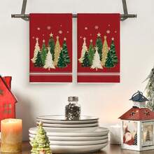 2 piezas Paños de cocina con diseño de árbol de Navidad y estrella, decoración rústica de copos de nieve, regalo de Navidad, súper suaves y absorbentes, paños de cocina para cocinar, hornear, té, trapos de platos, toallas de mano, decoración de cocina, regalo para vecinos, mamá, cumpleaños, regalo de inauguración de casa para amigos, accesorios de cocina, decoraciones, artículos esenciales para el hogar