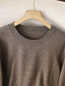 GIGOGOU Suéter básico cálido de manga larga para mujer de talla grande 1XL-4XL para otoño e invierno - Café integral - Ver 4