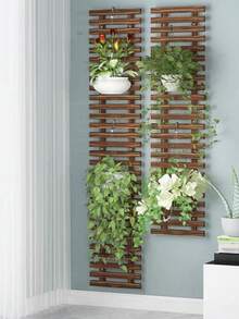 1pc Vintage Wooden Flower Rack, Wall Decor Trellis For Indoor Cafe, Fake Plant Holder - Multicolor - View 7