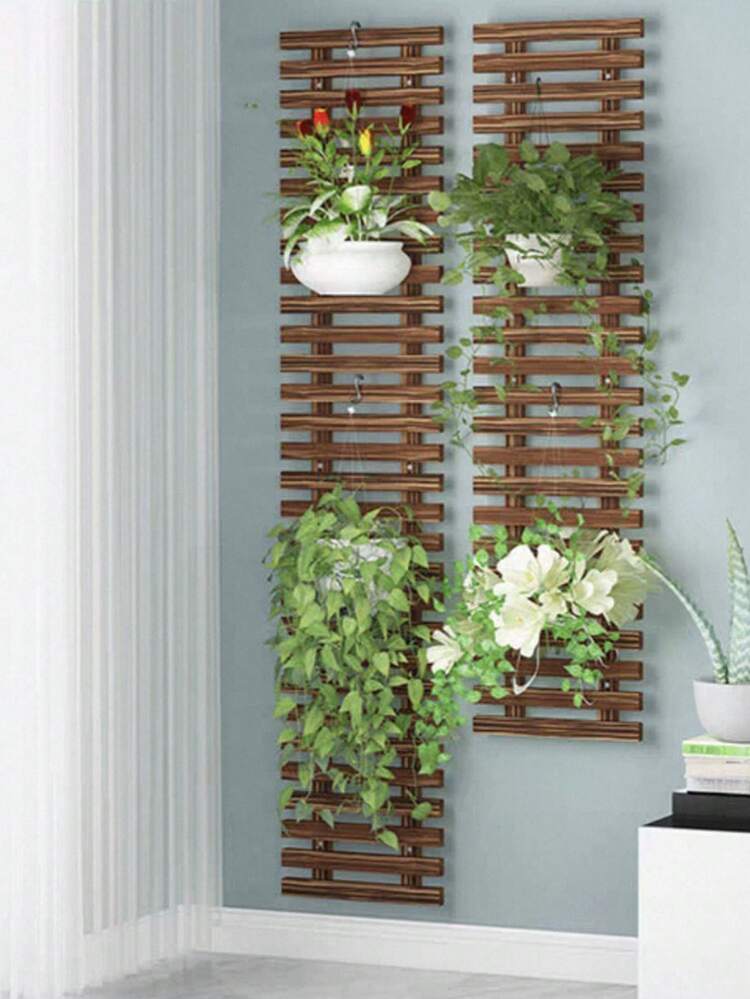 1 Peça Suporte de Madeira Vintage para Flores, Treliça de Decoração de Parede para Café Interno, Suporte para Planta Artificial - Multicolorido - Visão 7