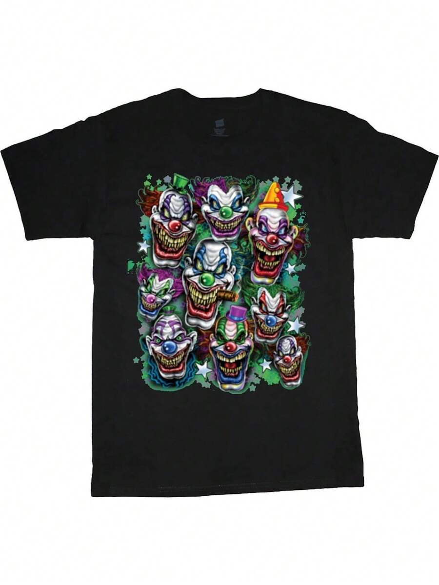T-shirt Vendetta Inc. Homme 'Creepy Clown' - Col Rond, Manches Courtes, Noir, Neuf Avec étiquette