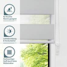 Zebra Blinds For Windows Pull Down Roller Window Shades Dual Layer Light Filtering Privacy For Day And Night, Corded Door Shades For Home Easy To Install - Grey - View 3