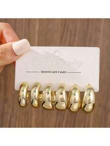 3 Pairs/9 Pairs New ABS Resin & CCB Exaggerated C-Shaped Water Drop Personalized Fashion Earring Set - New Four - View 9