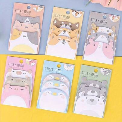 A Pack Of Creative Sticky Notes Cute Animal Shape Sticky Notes Cartoon N Times Sticky Notes Book 15 Pages*3