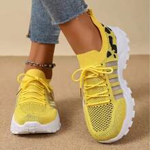 Lightweight Women Running Shoes With Memory Foam Comfortable Sneakers For Walkingand Gym Training - 黃色 - 查看 3