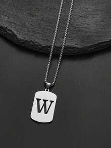 1pc Titanium Steel Letter Pendant Necklace, Minimalist Versatile 26 English Alphabet Small Design Necklace, Accessory, Gift For Christmas, New Year, Valentine's Day - Multicolor - View 25