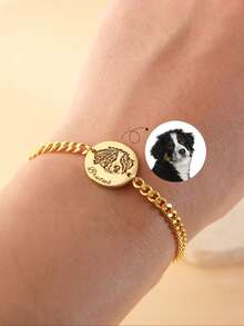 1pc Customized Pet Portrait Bracelet Dog Mom Pet Portrait Custom Bracelet Engraved Cat Portrait Pet Memorial Gift Pet Lover Gift
