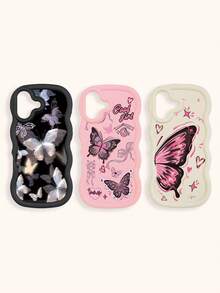 Bộ 3 ốp lưng điện thoại chống sốc hình bướm, viền lượn sóng 3D nổi bật, ốp lưng TPU thời trang, họa tiết lượn sóng sáng tạo và phong cách, bảo vệ toàn diện, chống rơi vỡ, có màu đen, be và hồng, tương thích với iPhone Air/17/17 Pro/17 Pro Max, tương thích với iPhone 13, các dòng điện thoại khác. - Nhiều màu - Xem 57