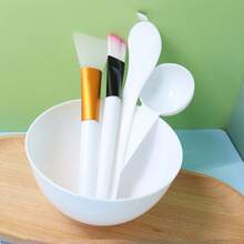 Set de 5 piezas de tazón para mascarilla facial, tazón de plástico grande para mascarilla facial DIY Spa, paleta, cepillo de silicona, herramientas de belleza