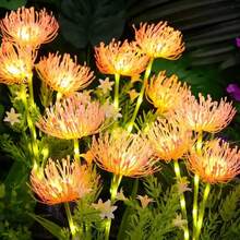  1/2 Three Headed Pink Outdoor Solar Flower Ground Lights, Constantly On With Flashing Mode, Suitable For Outdoor Lawn, Road Landscape, Garden, Balcony Decoration Lights - Pink - View 4