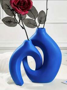 Wabi-Sabi Style Vintage Vase, Creative High-End Wall Niche Decor For Living Room, Liquor Cabinet, Home Accessories, Creative Alien Combination Throw Pillow Decor, Floral Arrangement, Minimalist Vase, Tabletop Decor - Blue - View 3