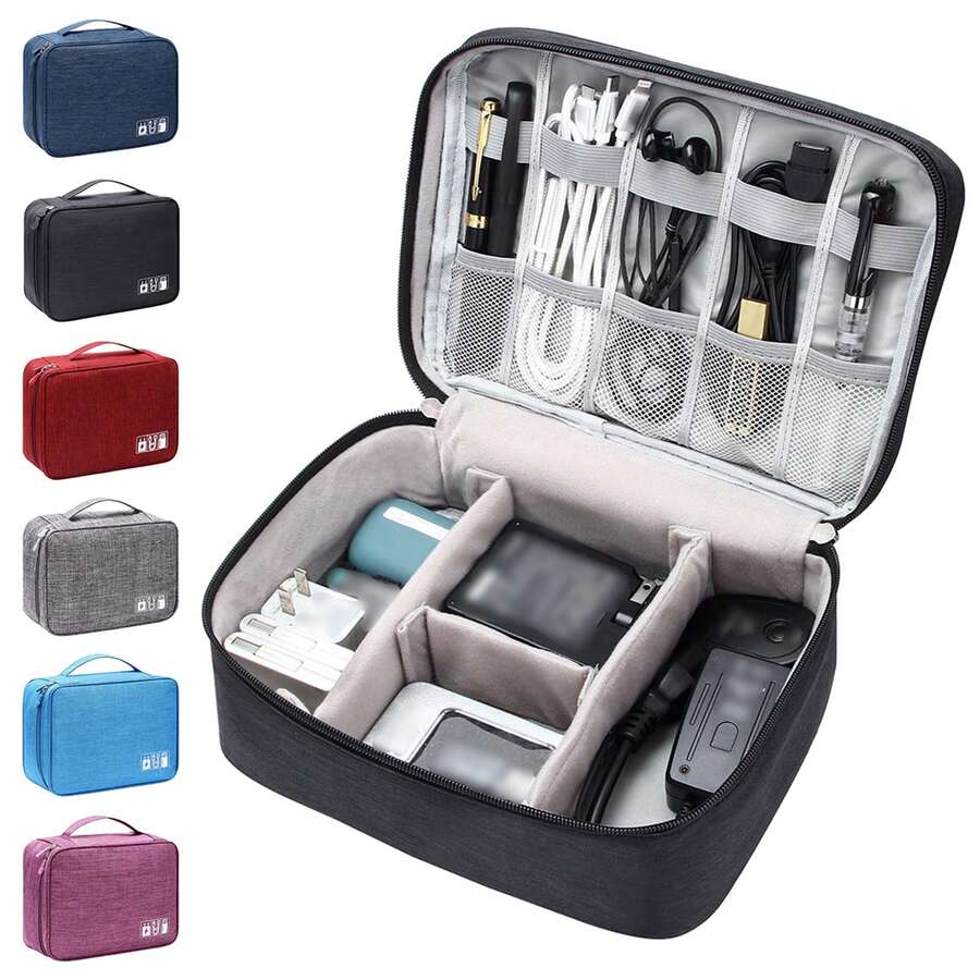 1pc Simple Data Cable Zipper Storage Box, Lightweight Portable Travel Electronic Accessories Bag, Tools Box For Watch, .Cationic Data Cable Storage Bag, Large Capacity Waterproof Multifunctional Organizer Pouch, Digital Accessory Organizer, Cosmetic Travel Bag,Travel Storage Bag, Universal Electronic Accessory Storage Bag, Travel Tool Bag, Suitable For Electronic Accessories Such As Charging Cables, Chargers, Hard Drives, Mobile Phones, Power Banks, Etc.  1pc Simple Data Cable Zipper Storage Box, Lightweight Portable Travel Electronic Accessories Bag, Tools Box For Watch, Travel Supplies, Electronics Storage Travel Universal Multifunctional Digital Product Storage Case Waterproof Electronic Accessories Storage Box Multifunctional Digital Product Storage Bag For Cables, Charger, Cell Phone, USB, SD Card, Hard Drive, Power Bank School College Electronic Bag Portable Charger Charger Case Headphone Case Cable Bag Cable Organizer Digital Camera Camera Case Camera Bag Cannon - 彩色 - 查看 1