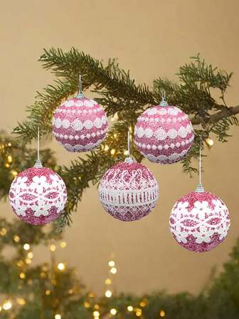 9 Peças Bolas Decorativas de Árvore de Natal Rosa, Bolas Decorativas de Natal Românticas e Fofas em Rosa e Branco, Peças Decorativas Penduráveis para Criar Atmosfera de Natal, Adequadas para Decoração de Natal, Decoração de Árvore de Natal, Sala de Estar e Quarto, Decoração de Ambiente, Presentes de Natal, Presentes de Férias